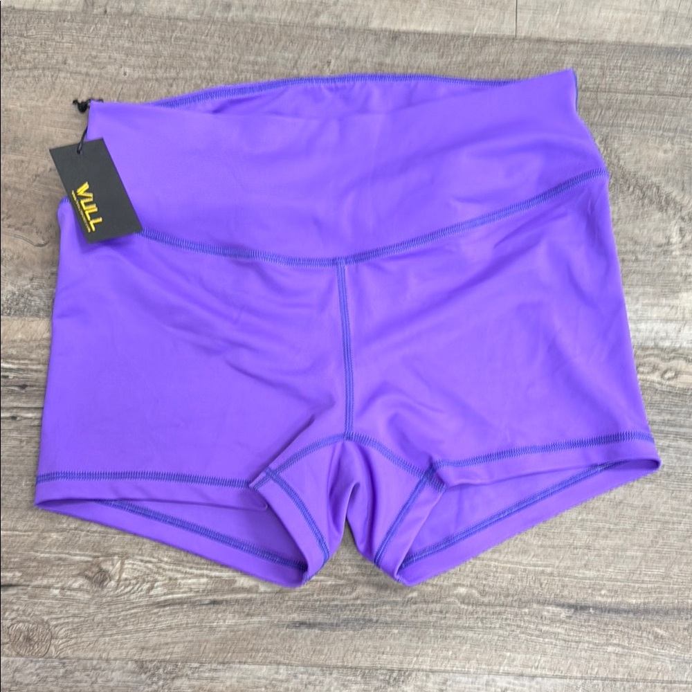 Vibrant Purple High-Waisted Athletic Shorts